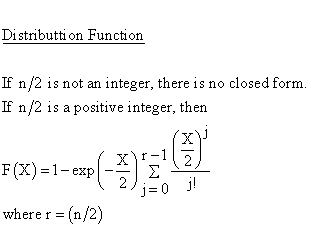 Statistical Distributions - Chi Square 1 Distribution - Distribution Function