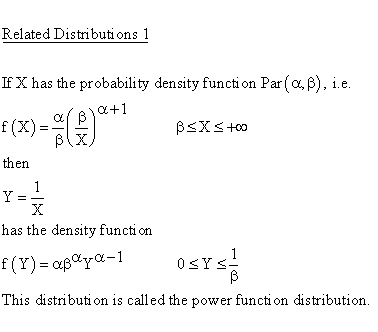 Statistical Distributions - Power Distribution - Related Distributions 1 -Power Function Distribution versus Pareto Distribution