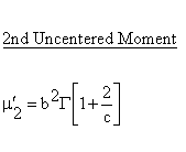 Statistical Distributions - Weibull Distribution - Second UncenteredMoment