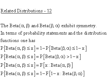 Statistical Distributions - Beta Distribution - Related Distributions 12 -Symmetry
