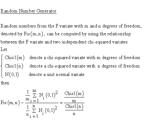 Fisher Distribution - Random Number Generator