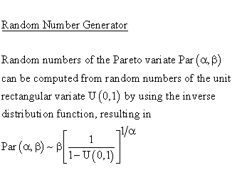 Continuous Distributions - Pareto Distribution - Random Number Generator