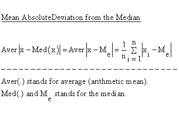 Descriptive Statistics - Variability - Mean Absolute Deviation (MAD) - Mean Absolute Deviation from the Median